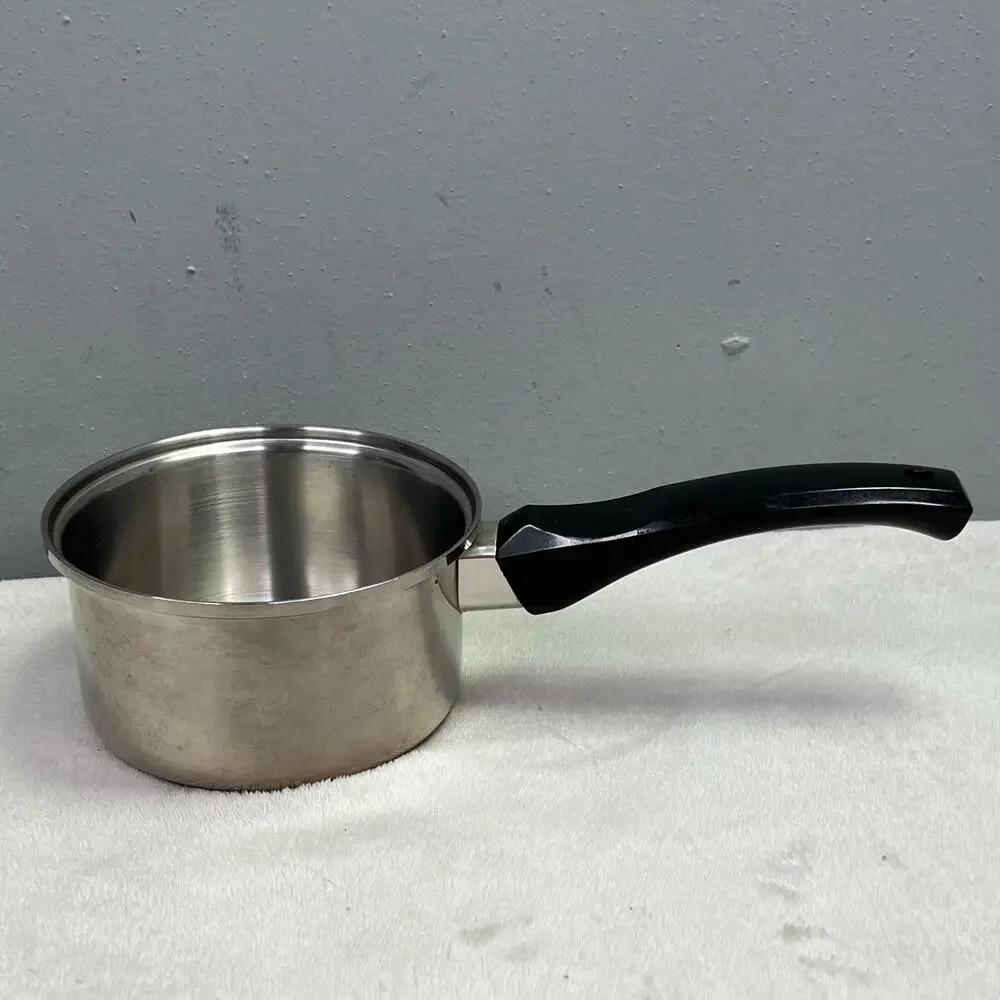 Vintage Sears 1 Qt Saucepan Heat Core Stainless Steel Long Handle USA 13028